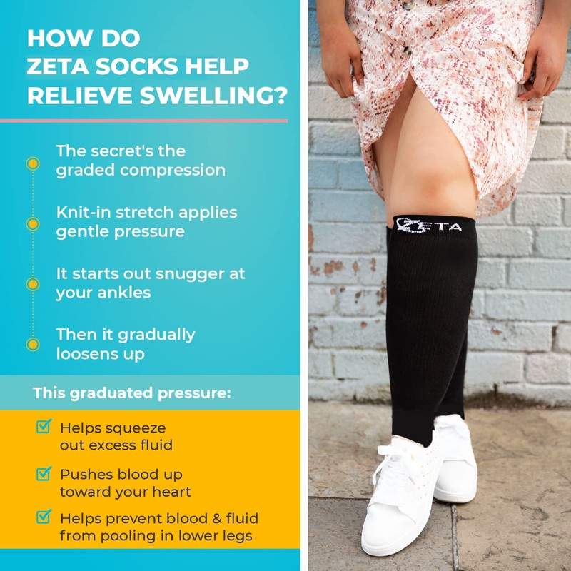 Zeta Wear Women's Thick Calf Compression Stockings, Comfortable Support, Swelling,
