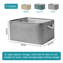 SCHYIDA Stoff Aufbewahrungsbox 8L, 3 Stück Faltschachtel 30cm *20cm *13cm Faltboxen Faltbare Aufbewahrungsbox Aufbewahrungskorb Storage Stoffkisten Aufbewahrung Set für Zuhause (Beige, Hellblau, Grau)