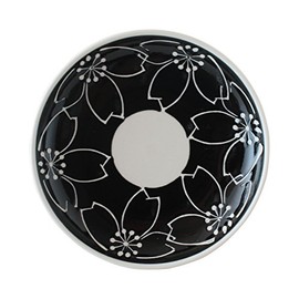 Hasami Ware CtoC Japan Removal Plate, Cherry Blossom, Black, φ5.3 x H1.0 inches (13.5 x 2.5 cm)