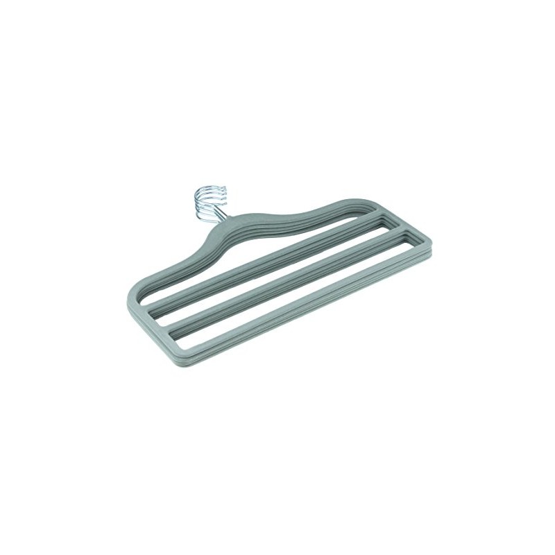 The Hanger Store Pack of 5 Grey 3 Bar Flocked