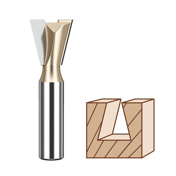 HUHAO Dovetail Router Bit 1/2" Shank 7/8" Dia Tungsten Carbide