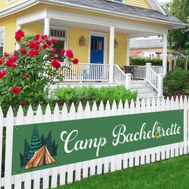 Camp Bachelorette Large Banner Sign Backdrop,Bachelorette Weekend In The Woods Glamping Lake Party Decorations Supplies, Party Decor Lawn Sign Yard Sign 9.8x1.6ft