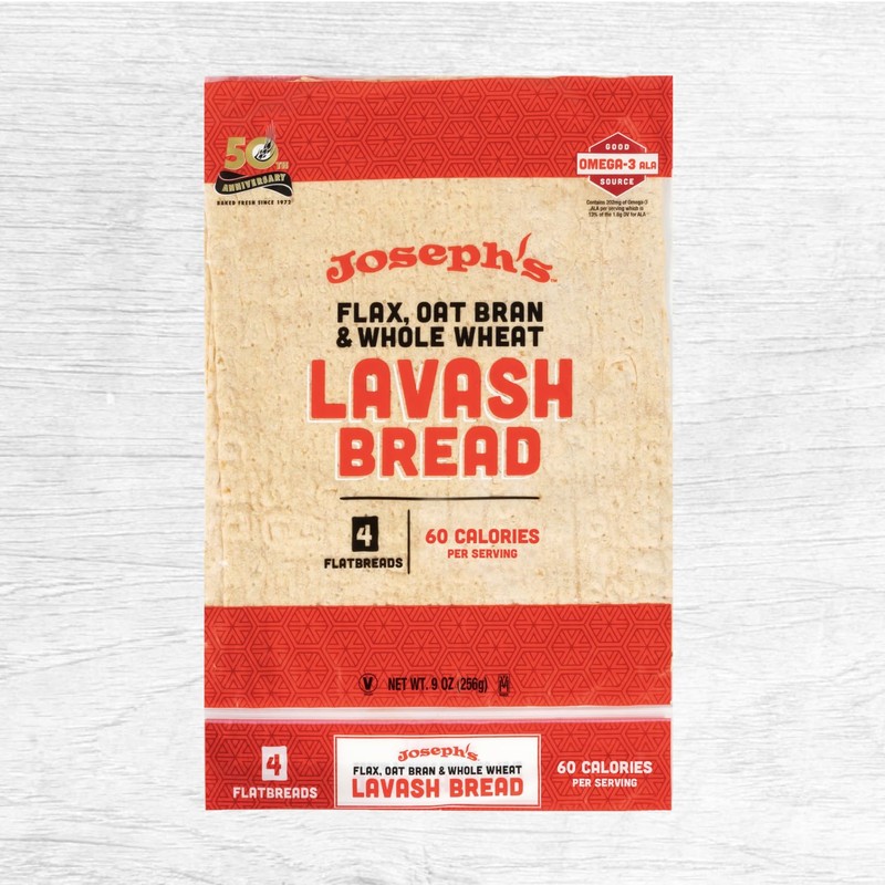 Joseph's Bakery Lavash Bread, Flax Oat Bran & Whole Wheat,