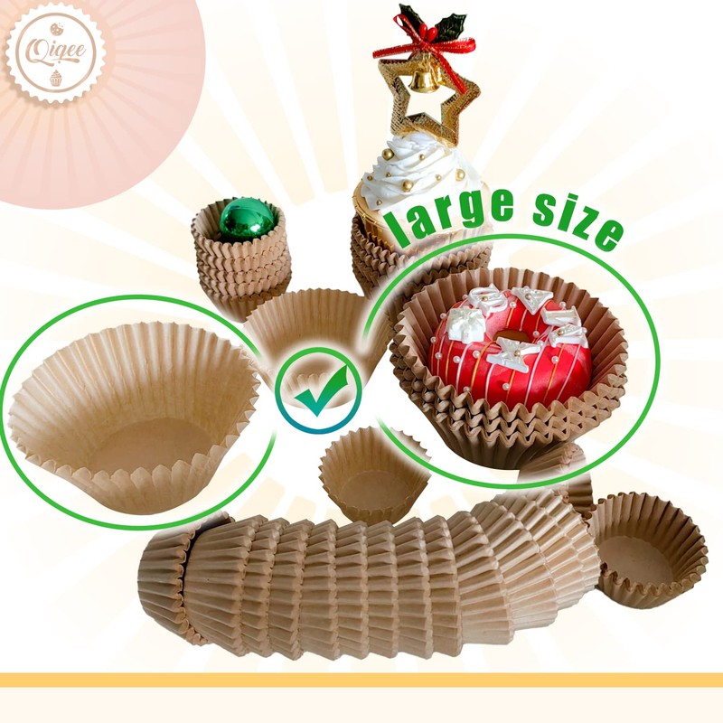 qiqee 300 Count Jumbo Cupcake Liners Natural Muffin Liners Food