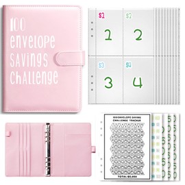 ZALHIN Budget Binder A5 (Pink) - Saving Challenge for Budget Planner, Beginner Budget, Budget Planner Accessories, Money Saving Challenge Folder, Easy and Fun Way to Save 5050