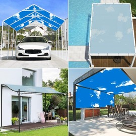 Coarbor 4'x24' Waterproof Sun Shade Sail Rectangle Straight Edge Awning Canopy Shade for Pergola Patio Gazebo Backyard Block Direct Sunlight with Grommets-Blue Sky
