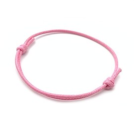 [2 Stück] Dezentes einfaches Armband | Handgemachtes dünnes Surfer Band aus gewachster Baumwolle | Geschenk Freundschaftsarmband | Viele Farben (2 Stück, Rosa)
