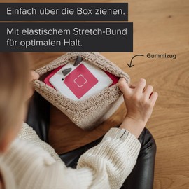 JenLiving® Musikbox SLEEVY, Teddy Plüsch Hülle, Überzug - Stilvoller Schutzbezug für deine Toniebox (Nuts & Cream)