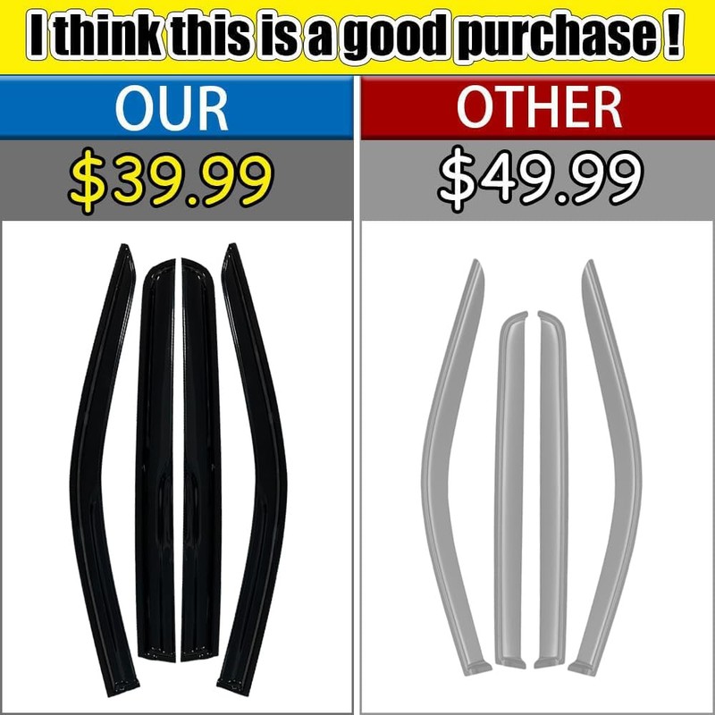 Tape-on Rain Guards for 2019-2024 Chevy Silverado/GMC Sierra 1500 Crew