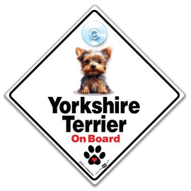 Yorkshire Terrier On Board Sign, Yorkie Dog Car Sign, Dog on Board Sign, Dog in Transit Sign, Fur Baby Sign 14 cm x 14cm x 2cm