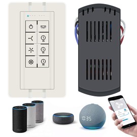 Universal Smart Ceiling Fan Remote Control and Light Dimmer, 3 Speed with 2-8h Timming, Smart Home Devices That Compatible with Alexa and Google Assistant (Beige)