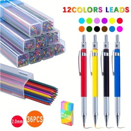 JOMPENS Propelling Pencil 2.0MM Metal Mechanical Pencil Set with lead Art Drawing Design Automatic Drawing Special Pencil Office Supplies