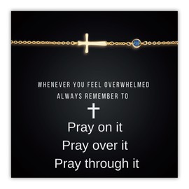 SilverLining Creation Birthstone Cross Bracelet for Women – Christian Gifts Birthday Gifts for Women, Baptism Gifts for Women, 18K Gold Plated, 5A Zirconia, Triple-Layered Finish, Size 6-8 '' 3