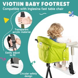 Acrylic Baby Footrest Compatible with Inglesina Fast Table Chair, Adjustable Baby Footrest for Hook On High Chairs, Sturdy Foot Rest Fit for Clip on Table Chairs with Tray (Chair not Included)