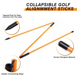 BIRDIEBLAST Professional 4 Pack Collapsible Golf Alignment Sticks, Premium 40" Alignment Golf Stick Ideal for Aiming, Putting and Swing Practice (Orange)