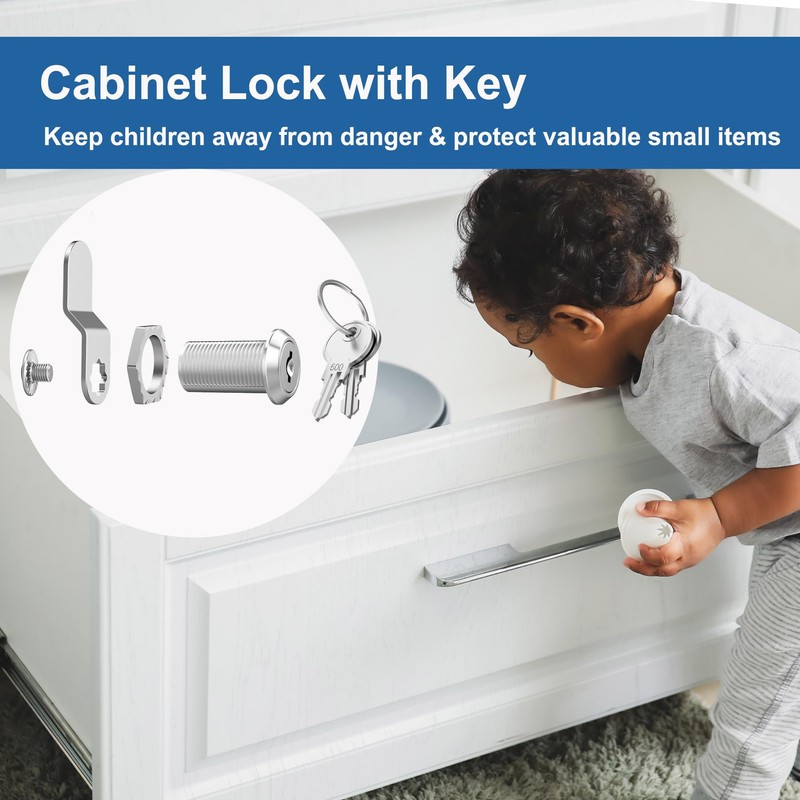 BOZXYE 6 Pcs Cabinet Locks with Keys, 5/8" Cam Locks