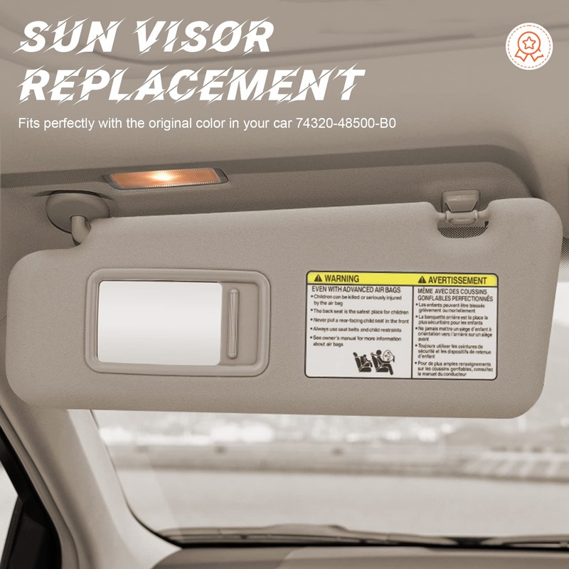 Beige Driver Left Side Sun Visor Replacement Compatible with 2008