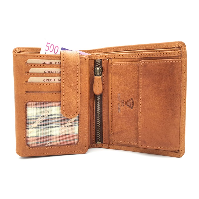 Hill Burry Genuine Leather Wallet Skull with RFID Protection, brown,