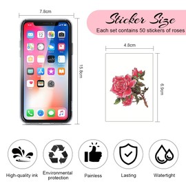 YZROHYI 50 Blatt Blumen Tattoo Sticker Erwachsene Kinder,Aufkleber Tattoo TemporäRe,Fake Tattoos Hochzeit,Klebetattoos Wasserfest,Fingertattoos Klein,Temporary Tatoos Sommer für Arm, Handgelenk, Hals