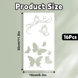 REEKNOKOL Butterfly Stencils, 6 Pcs Stencils for Crafts Reusable Butterfly Stencils for Painting Assorted Natural Butterfly Stencil for Painting DIY Art Crafts Scrapbook Wall Decor