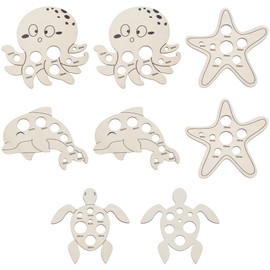 PH PandaHall 8pcs Safety Eyes Tool 4 Style Wooden Auxiliary Tool Safety Eyes and Washers Octopus Starfish Dolphin Turtle Insertion Tool for Crocheted Plush Animal Eyes 6-24 mm