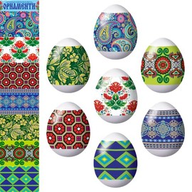 Lot of 2 * 7 Easter Egg Decoration Thermo Heat Shrink Sleeve Wraps Pysanka for 14 Easter Eggs Ornaments