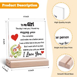 I Love You Present for Her Women Wife Fiance Desk Decorative Sign Gifts for Girlfriend Anniversary Acrylic Sign With Wooden Stand Girlfriend Valentines Gift Ideas Wedding Engagement Present for Her