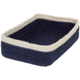Boston International Navy Blue Jute Guest Napkin Caddy, 9.5" x 6"
