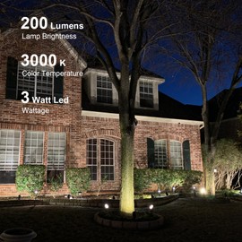GOODSMANN Landscape Lighting Kits Low Voltage Spot Lights 8PK Landscape Flood Light 3W LED 200 Lumen Metal Landscape Lights 12V AC Tree Lights 3000K Warm White with Replaceable Bulbs Cable Connectors
