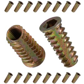 YoiYee M8 x 30mm Wood Insert Hex Socket Nuts - Threaded Flanged Hex Socket Nut Insert for Wood Furniture, DIY Projects - 18 Pack