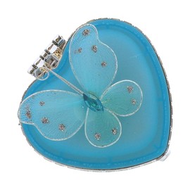 Li'Shay Glass Heart Shaped Trinket Jewelry Box with Butterfly - Blue