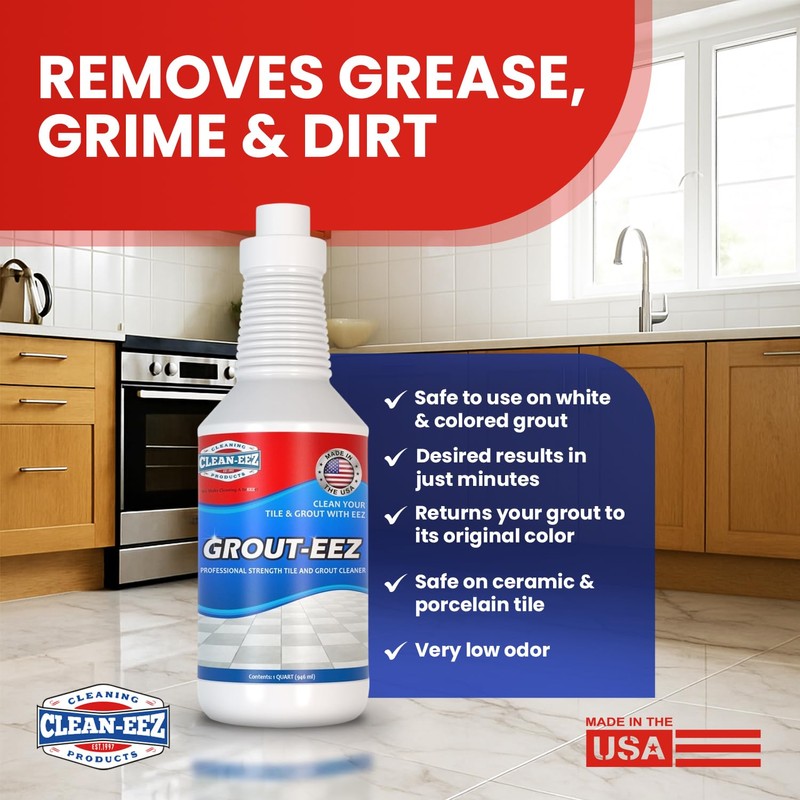 Clean-eez Grout-eez Tile Cleaner with Handheld Brush – 32 oz