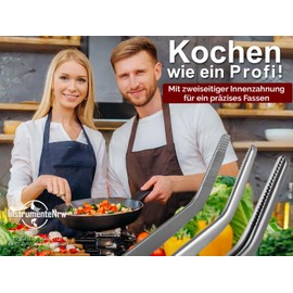 Premium Kitchen Tweezers | Barbecue Tweezers | Cooking Tweezers | Stainless Steel | Gourmet Quality | Curved Design (14.0 cm)