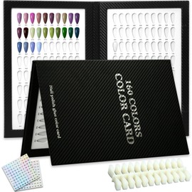 C12rtive 160 Nail Color Display Book,Leather Nail Color Book with 240Color Display Tips & 1-200Number Stickers,Professional Nail Color Chart Display Book for Nail Polish UV Gel,Nails Art Design(Black)