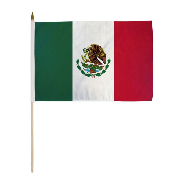 1 Dozen Mexico Stick Flag 12x18in Handheld Mexican Flag
