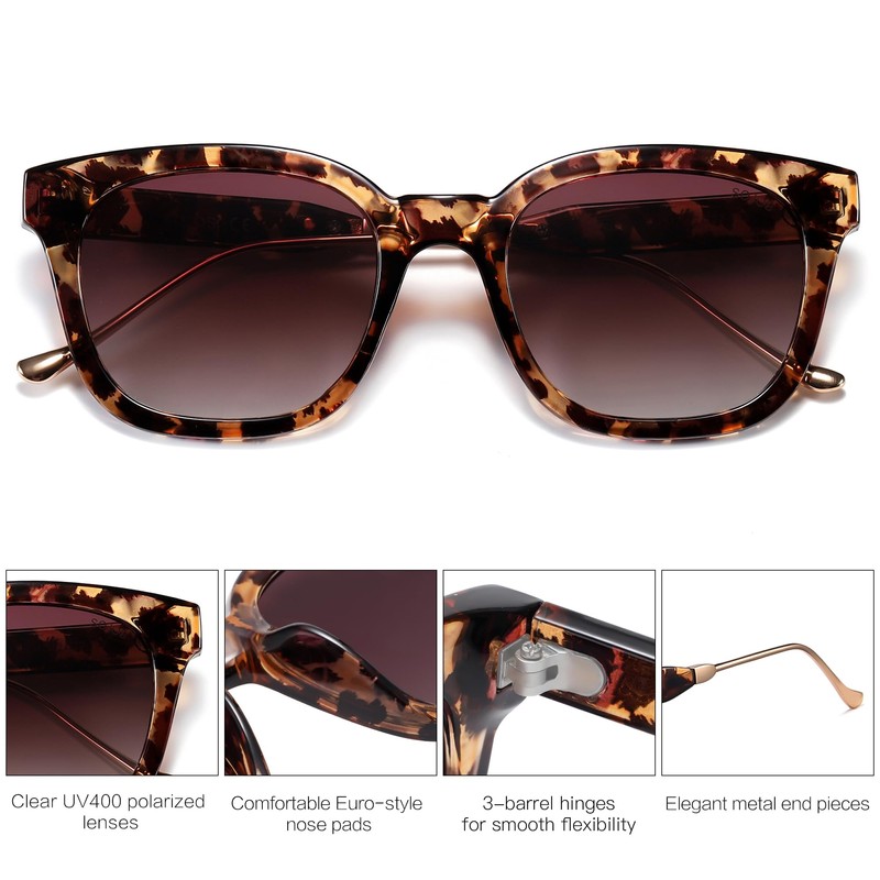 SOJOS Classic Square Polarized Sunglasses Womens Mens Retro Trendy UV400