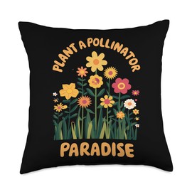 Pollinator Garden Design Wildlife Flowers Native Plants Throw Pillow