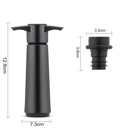 KOMUNJ Wine Pump with Vacuum Stopper, 1 Vacuum Wine Pump, 12.8 x 7.3 x 3.6 cm, with 4 Vacuum Caps, Vacuum Pump, Reusable Vacuum Seal (Black)