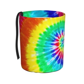 GYLILI Colorful Tie Dye Car Trash Can Leak Proof Hanging Waterproof Garbage Can Multipurpose Trash Bin for Car SUV Front Seat Headrest Collapsible and Portable Storage Pocket