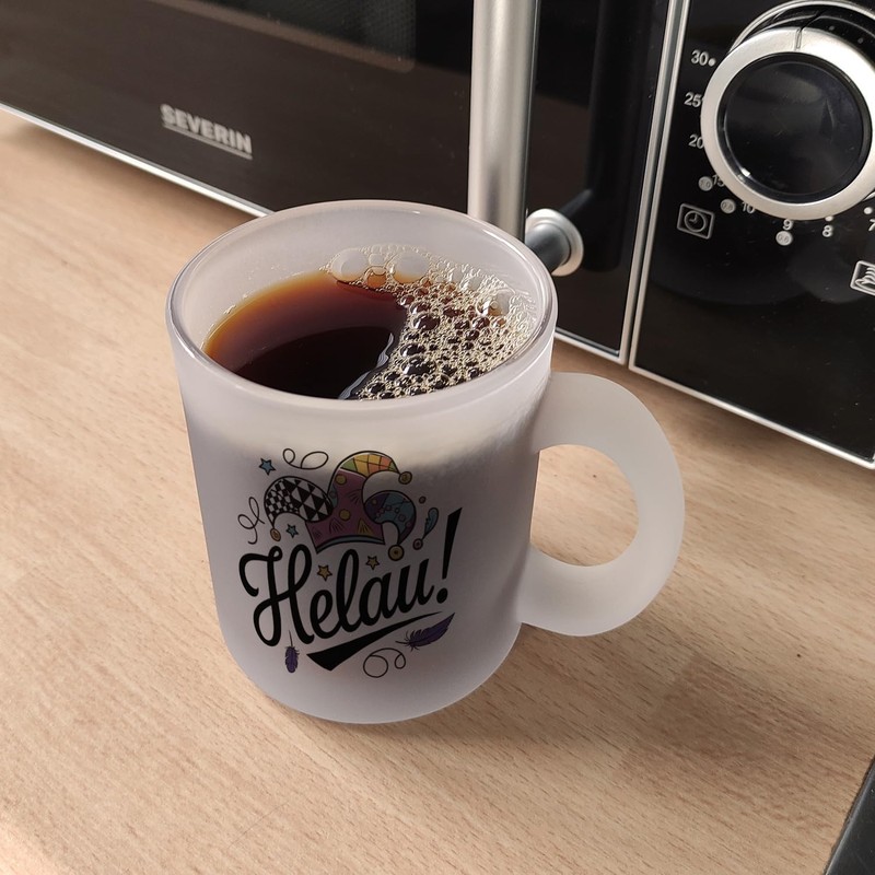 Karneval Glas Tasse mit Helau Narrenhut Lustiger Tassen-Spruch für Karnevalsliebhaber