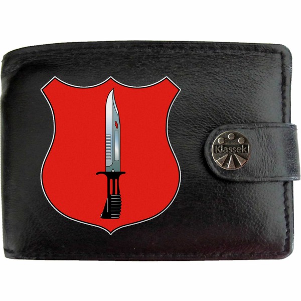 Klassek Infantry Image Men Wallet Real Leather Cap Badge Emblem