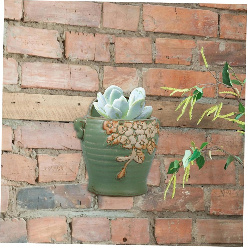 SUPVOX Ceramics Green Hanging Planters for Wall Wall Flower Pot