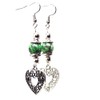 Women's earrings in green and black tinted jade pearls with