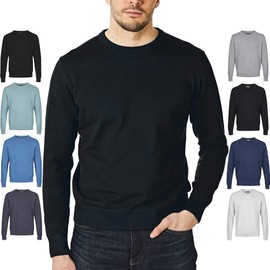Castle Point Mens 100% Cotton Crew Neck V Neck Sweater, black