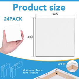 ESRICH Mini Canvases for Painting,4x4In Canvas in Bulk 24Pack, 2/5In Profile Small Square Canvas, Blank Canvases are Great for School Projects and Kids Birthday Parties, Home Decor Project.