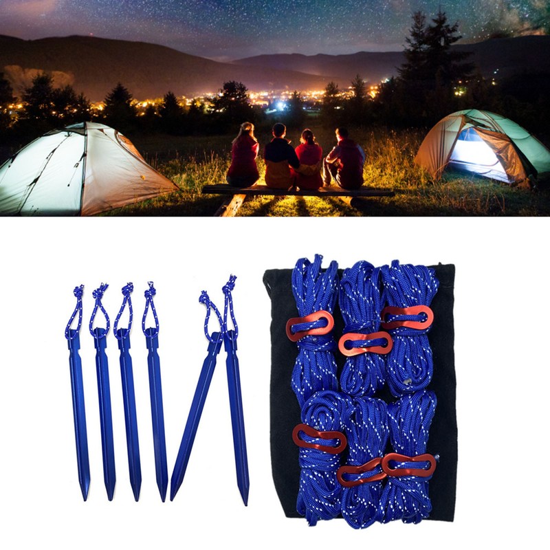 Tent Ropes Peg Buckles Reflective Ropes Set with Storage Bag