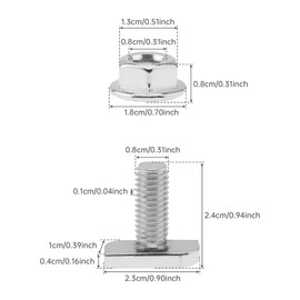 Smgda 10Sets M8x20mm T Slot Bolt Set, 304 Stainless Steel Hammer Head Bolt T Screws with 10 pcs Hexagon Flange Nuts, Hammer Head Bolts for Aluminum Profile,Photovoltaic Solar Panels