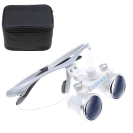 BoNew-Oral 3.5X420MM Surgical Binocular Loupe Magnifier Antifog Loupes Surgical Magnifier Optical Glasses (Silver)