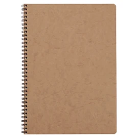 Clairefontaine - Ref 78145C - Age Bag Wirebound Notebook (100 Pages) - A4 Size, Lined Rulings, 90gsm Brushed Vellum Paper, Pocket for Loose Documents - Brown Cover