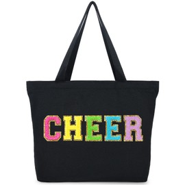 Aileam Cheer Tote Bag for Cheerleaders Cheer Bag Reusable Shopping Bag with Zipper Pocket Perfect Cheer Stuff Gift for Girls Coaches